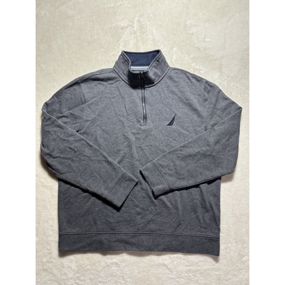 Nuatica Solid Gray Quarter Zip Long Sleeve Size Large